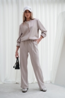 Luksusowy Komplet Damski Masełko Bluza Rozpinana + Spodnie Wide Leg Premium Soft Touch Elegancja & Komfort-BEŻ